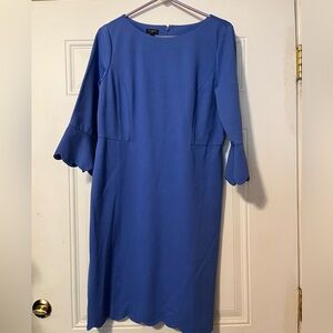 Talbots blue scalloped neck and cuff dress size large